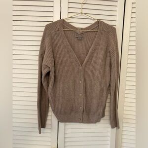Barefoot Dreams Cozy Chic Taupe Ribbed Cardigan Sweater Size Large